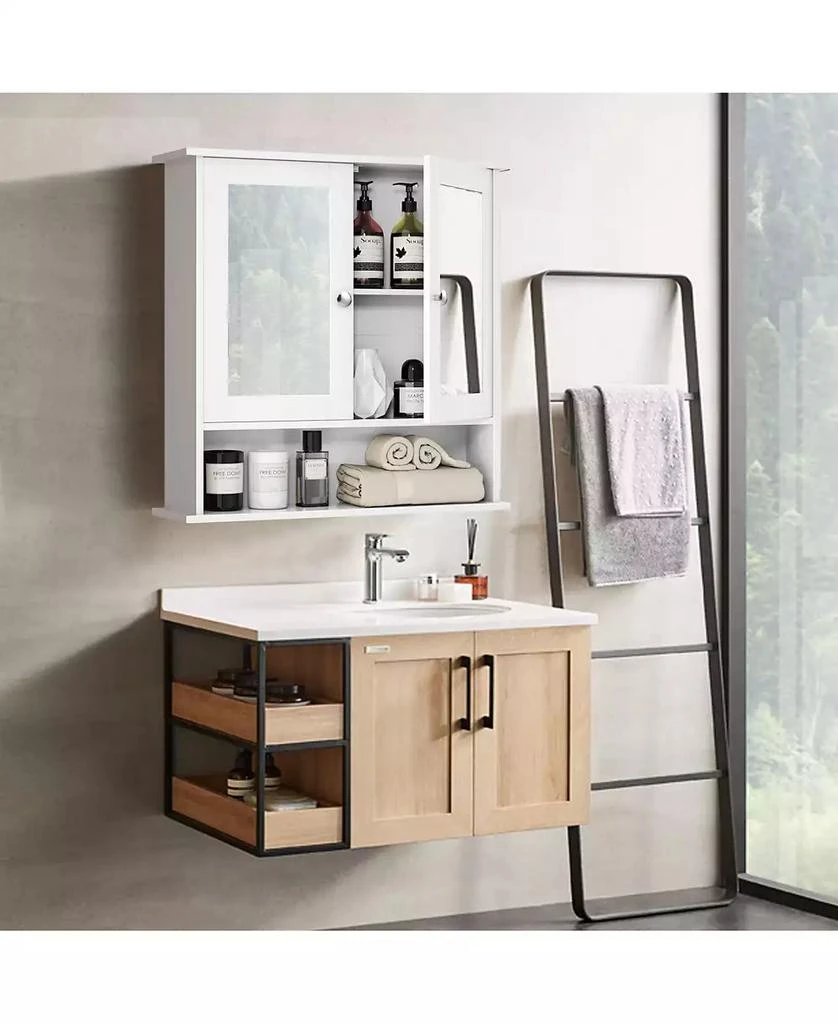 SUGIFT Bathroom Wall Mount Mirror Cabinet Organizer-White 7