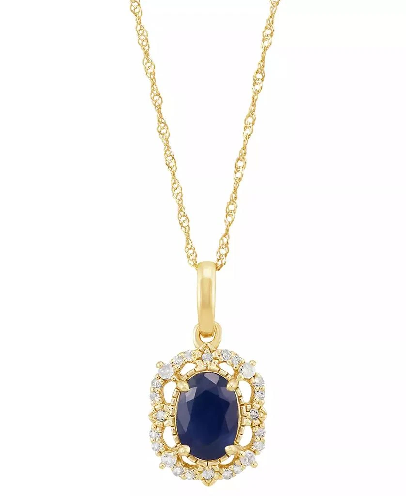 Macy's Sapphire (1 ct. t.w.) & Diamond (1/10 ct. t.w.) Pendant 18" Necklace in 14k Yellow Gold (Also Available in Ruby & Emerald) 1
