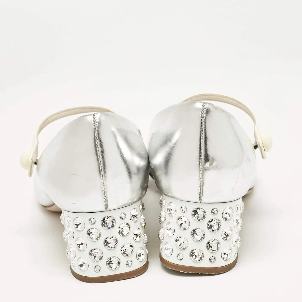 Miu Miu Miu Miu Silver Leather Mary Jane Pumps Size 37 5