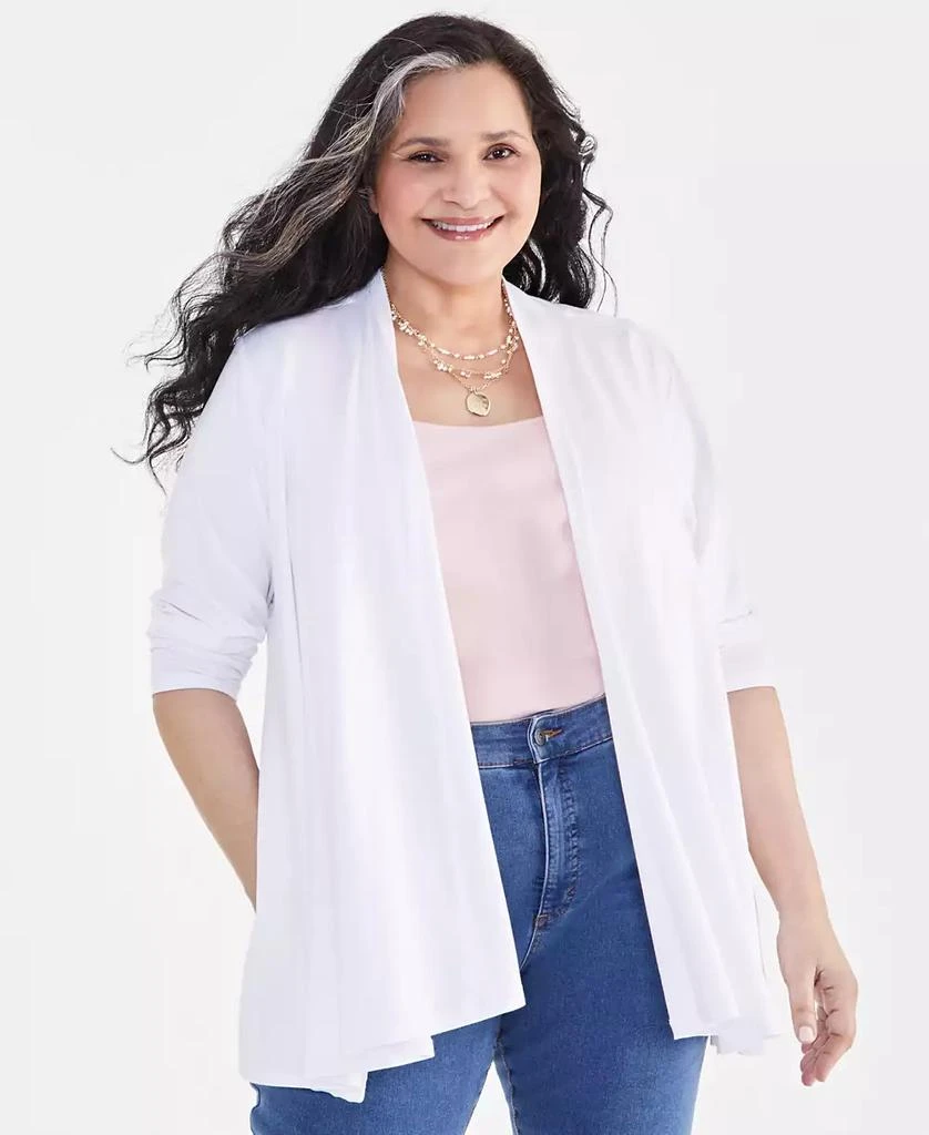 Macy's Plus Size Open-Front Long-Sleeve Cardigan, Created for Macy's 1