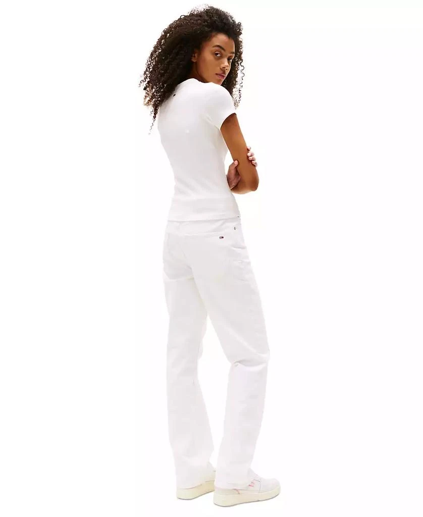 Tommy Jeans Women's Slim-Fit Ribbed Script-Label T-Shirt 4