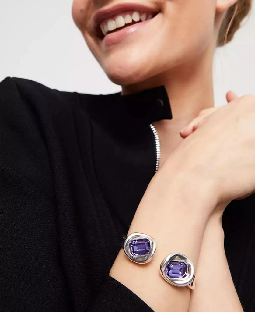 UNOde50 Rigid Metal Alloy Bracelet Plated in Sterling Silver with Two Purple Faceted Crystals 5