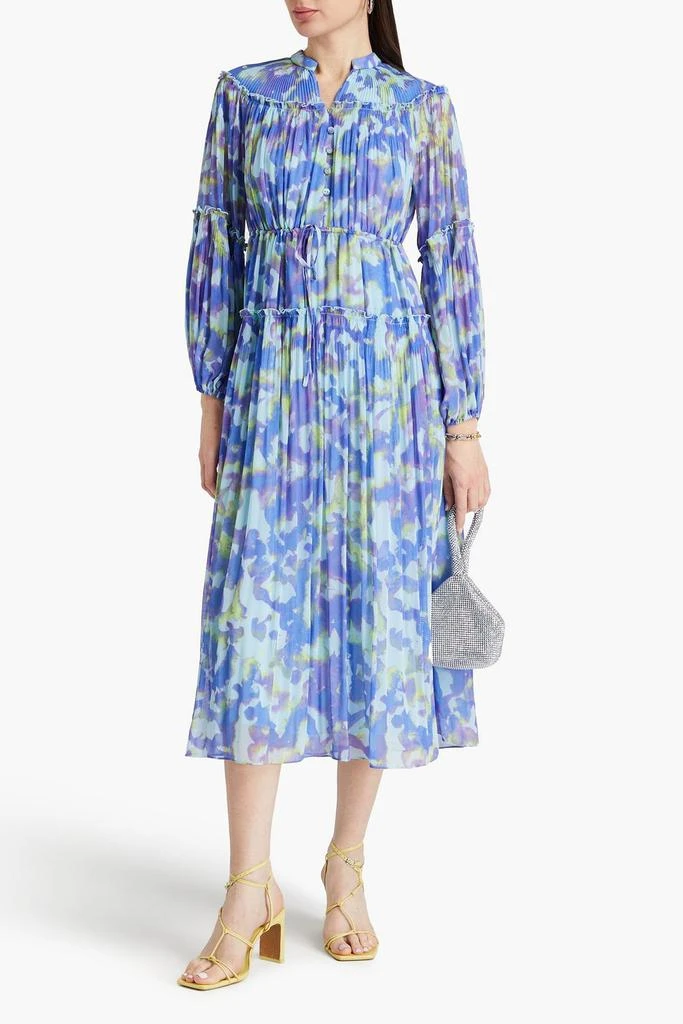 Diane von Furstenberg Link tiered printed plissé-chiffon midi dress