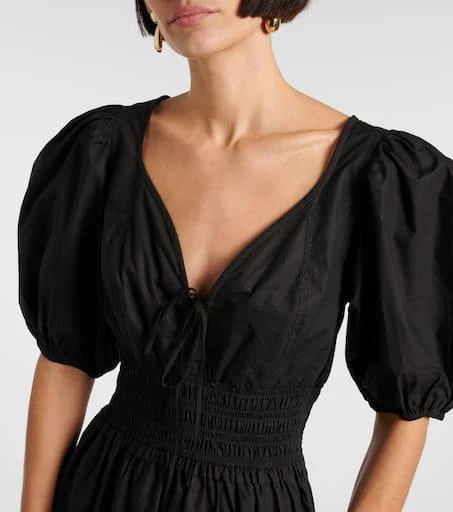 Ganni Smocked cotton poplin midi dress 4
