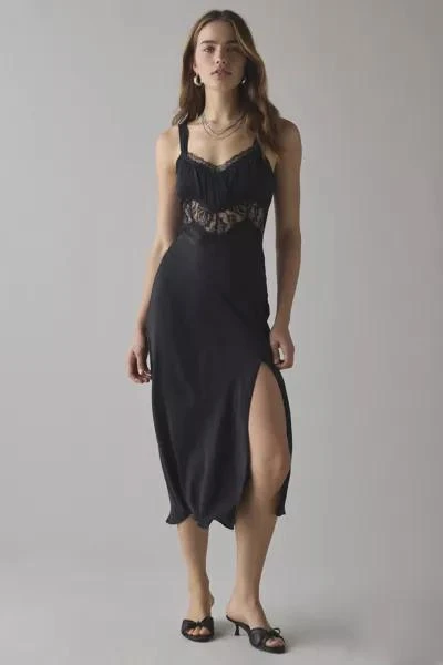 Kimchi Blue Kimchi Blue Liz Lace Trim Satin Slip Midi Dress 1