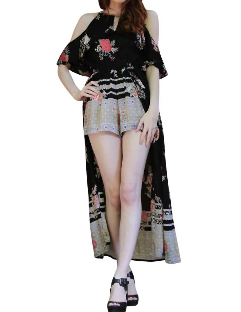 Angie Angie - Cold Shoulder Walk Through Maxi Romper