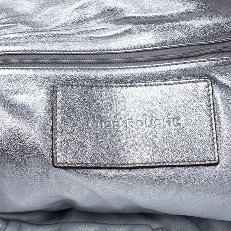 Dolce & Gabbana Dolce & Gabbana Silver Leather Miss Rouche Distressed Satchel 8