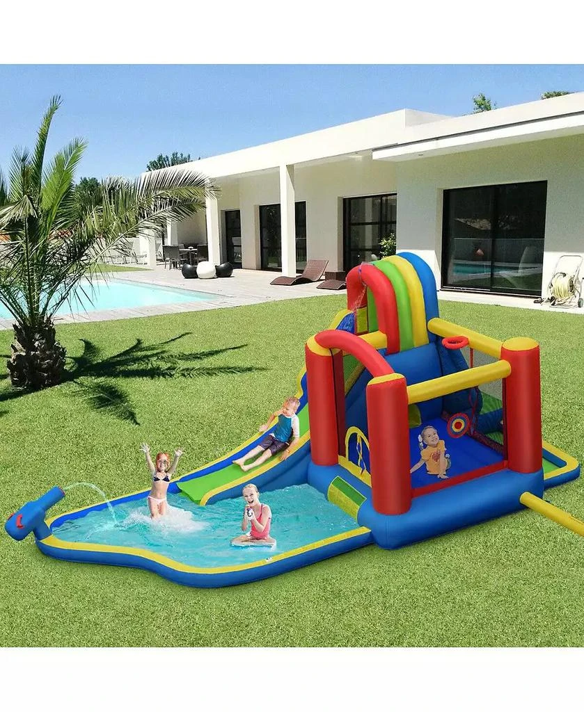 Slickblue Inflatable Kid Bounce House Slide Climbing Splash Park Pool Jumping Castle Without Blower 2