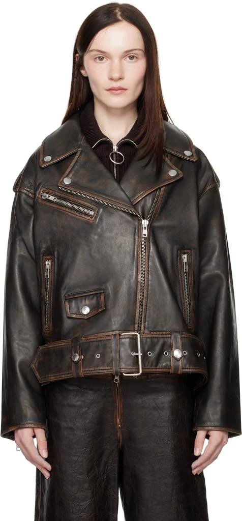 STAND STUDIO Black Isobelle Biker Leather Jacket 1