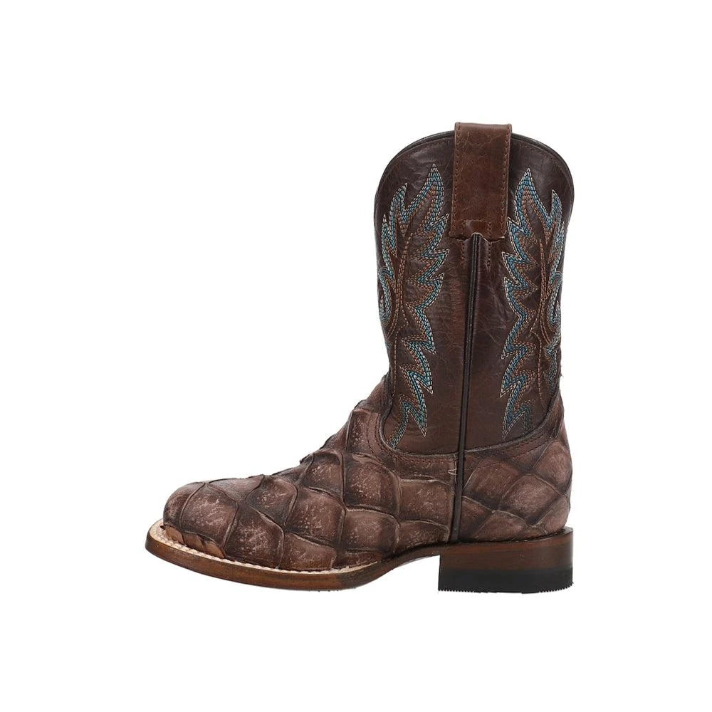 Roper River Pirarucu Print Square Toe Cowboy Boots (Little Kid) 3