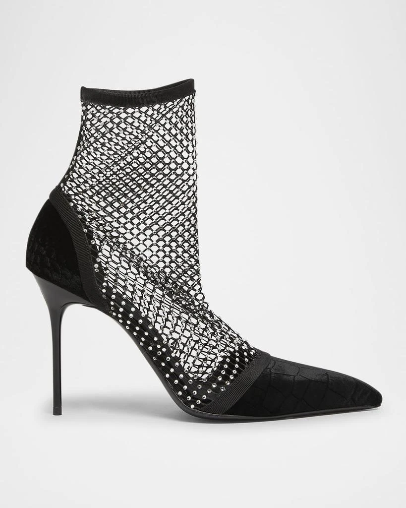 Balmain Velvet Strass Mesh Ankle Boots 1