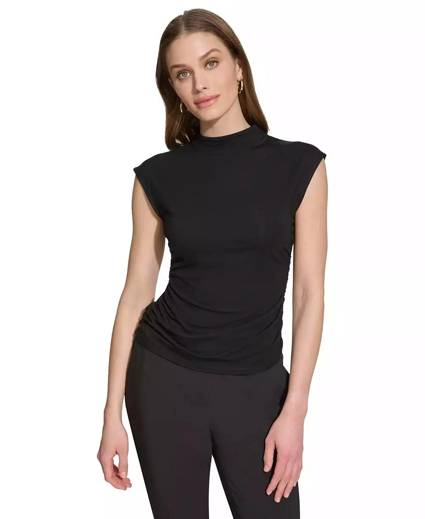 DKNY Women's Mock-Neck Sleeveless Knit Top, Regular & Petite 1