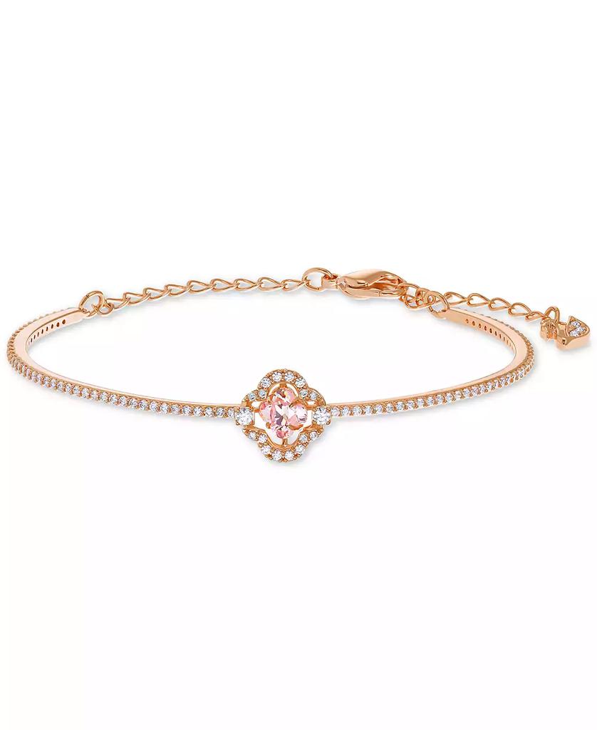 Swarovski Rose Gold-Tone Crystal Clover Bangle Bracelet