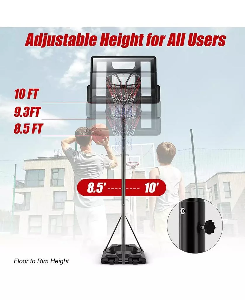 GOUUN Height Adjustable Portable Shatterproof Backboard Basketball Hoop with 2 Nets 6