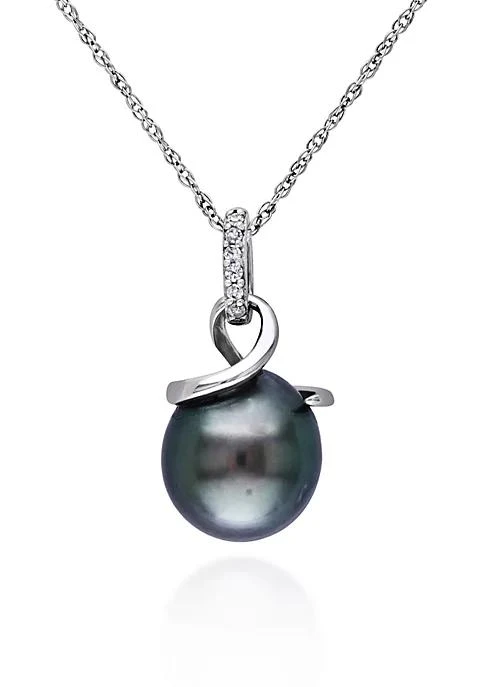 Belk 
Co. 10k White Gold Black Tahitian Pearl and Diamond Pendant
