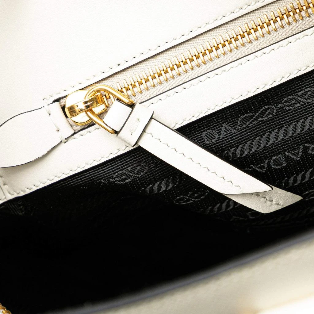 Prada Prada White Saffiano Leather Zippered Tote Bag 6