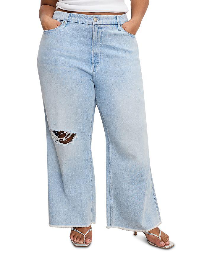 Good American Weightless Good Skate Wide Cropped Jeans in Indigo959