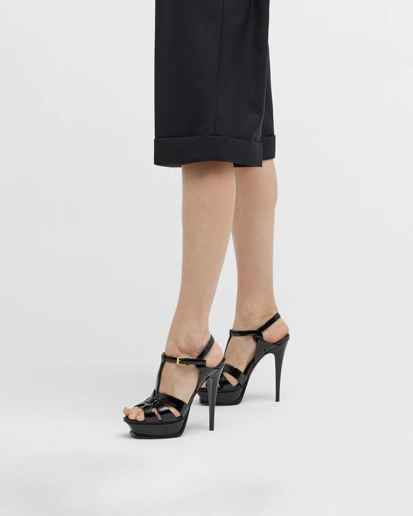 Yves Saint Laurent Tribute Patent T-Strap Platform Sandals 2
