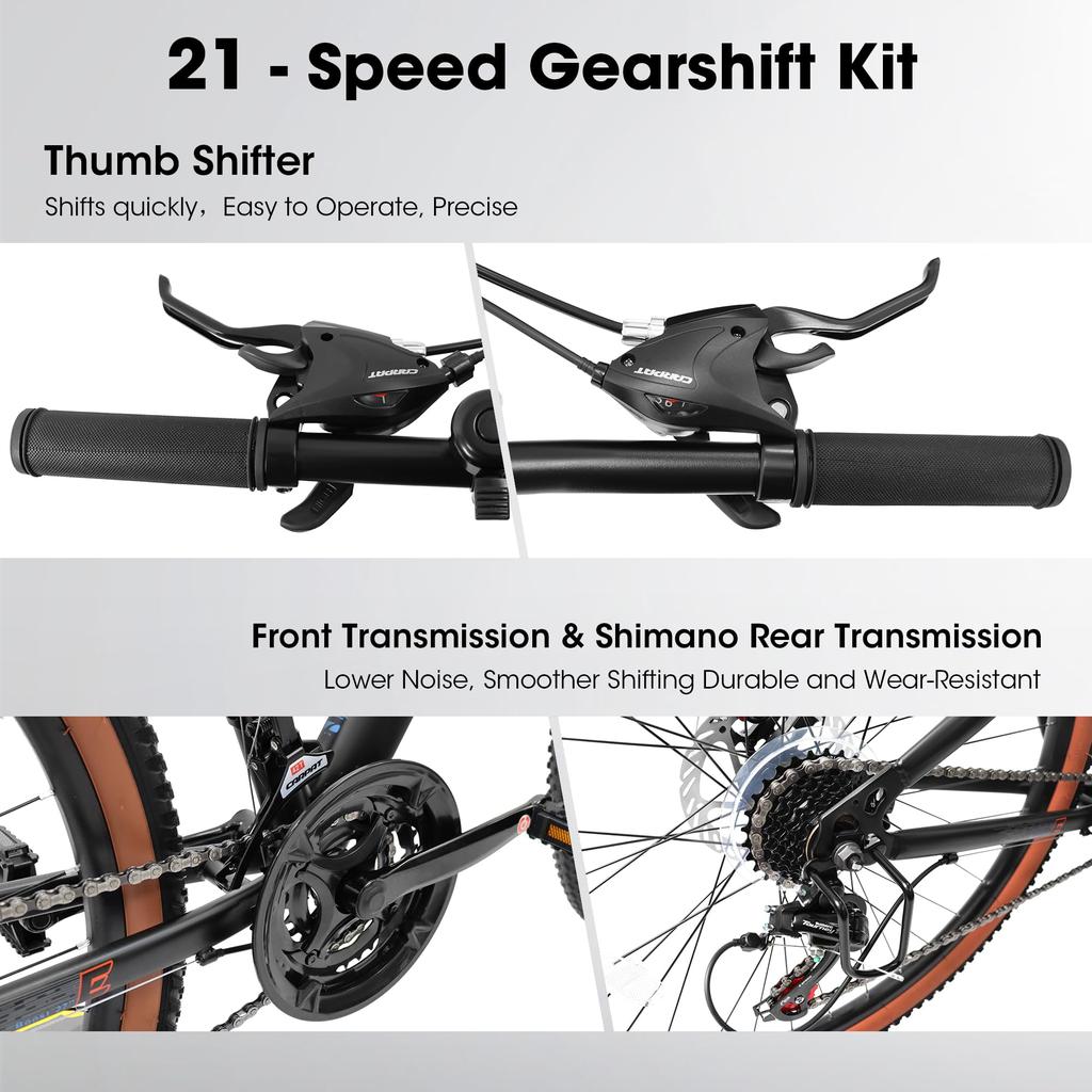 Streamdale Furniture Streamdale 27.5" Mountain Bike with 21-speeds, Disc Brakes & Thumb Shifter