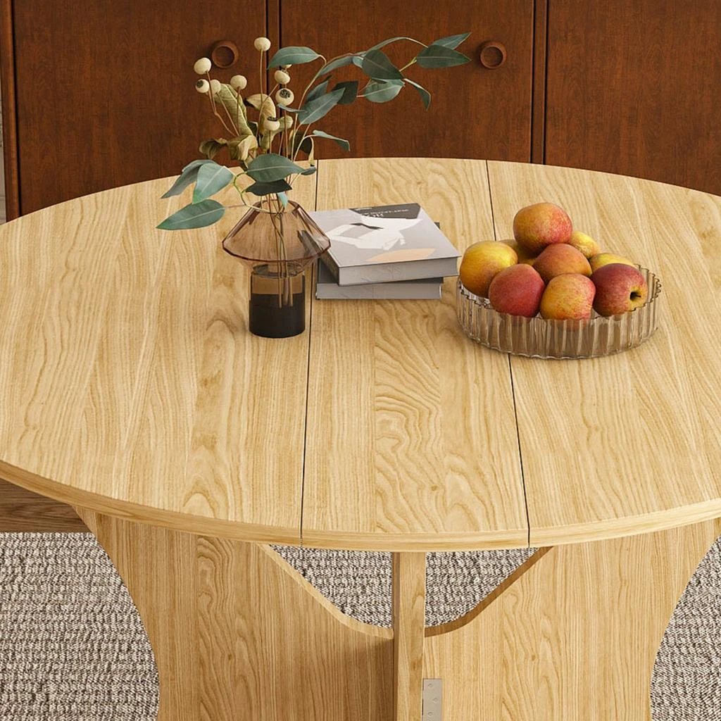 Streamdale Furniture Streamdale 43" Folding Dining Table Set with 2 Chairs, Wild Oak Veneer, Space Saving 4