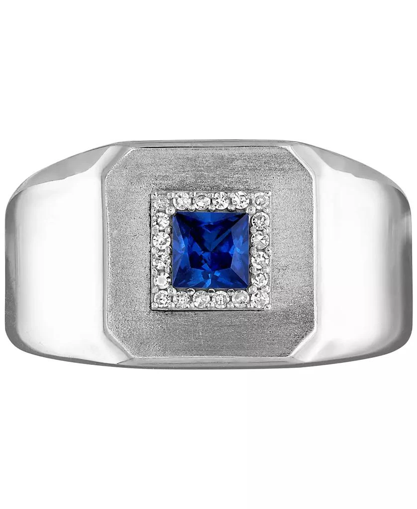 Esquire Men's Jewelry Men's Lab Created Sapphire (1/2 ct. t.w.) & Diamond (1/10 ct. t.w.) Ring in Sterling Silver 3