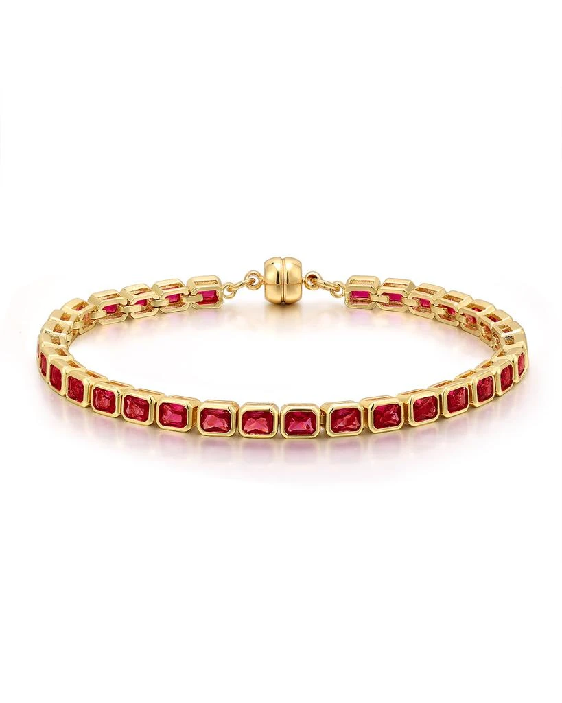 Luv AJ Bezel Emerald Ballier Bracelet- Pink- Gold 8