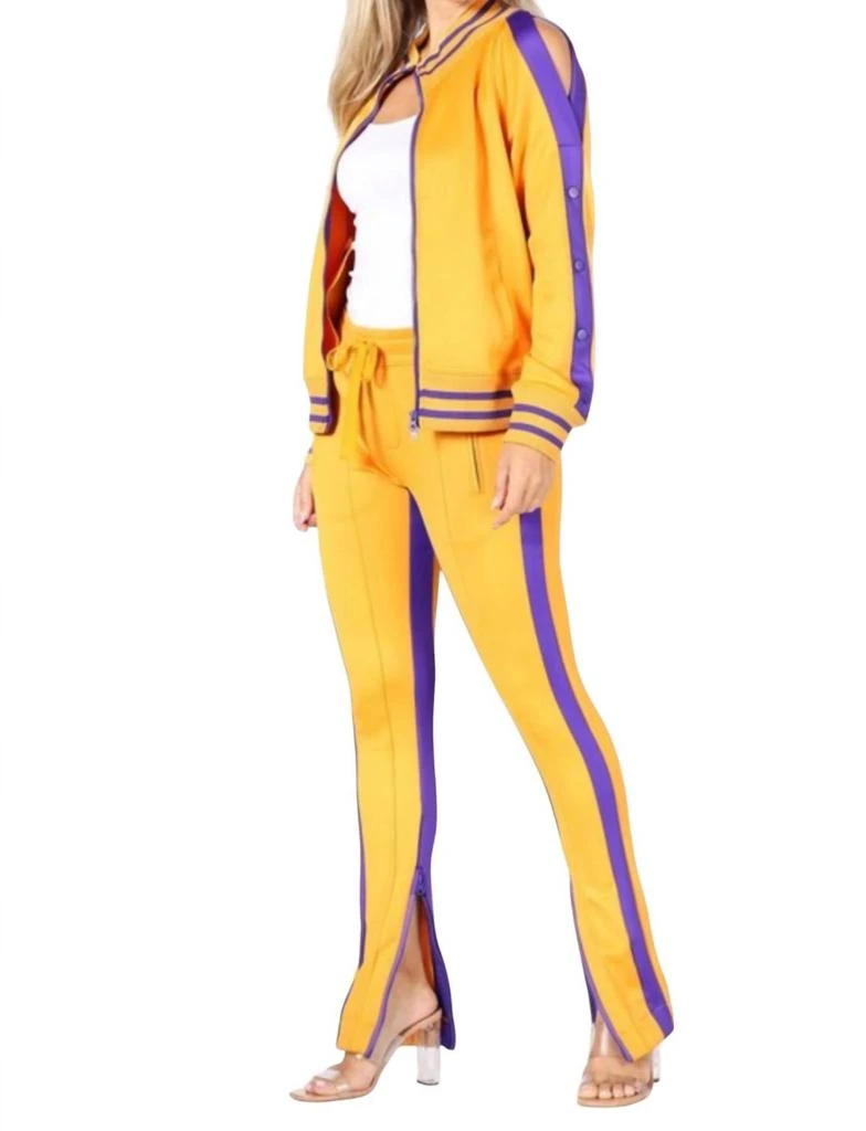 The Set Jacket And Pant Set In Gold & Purple 2
