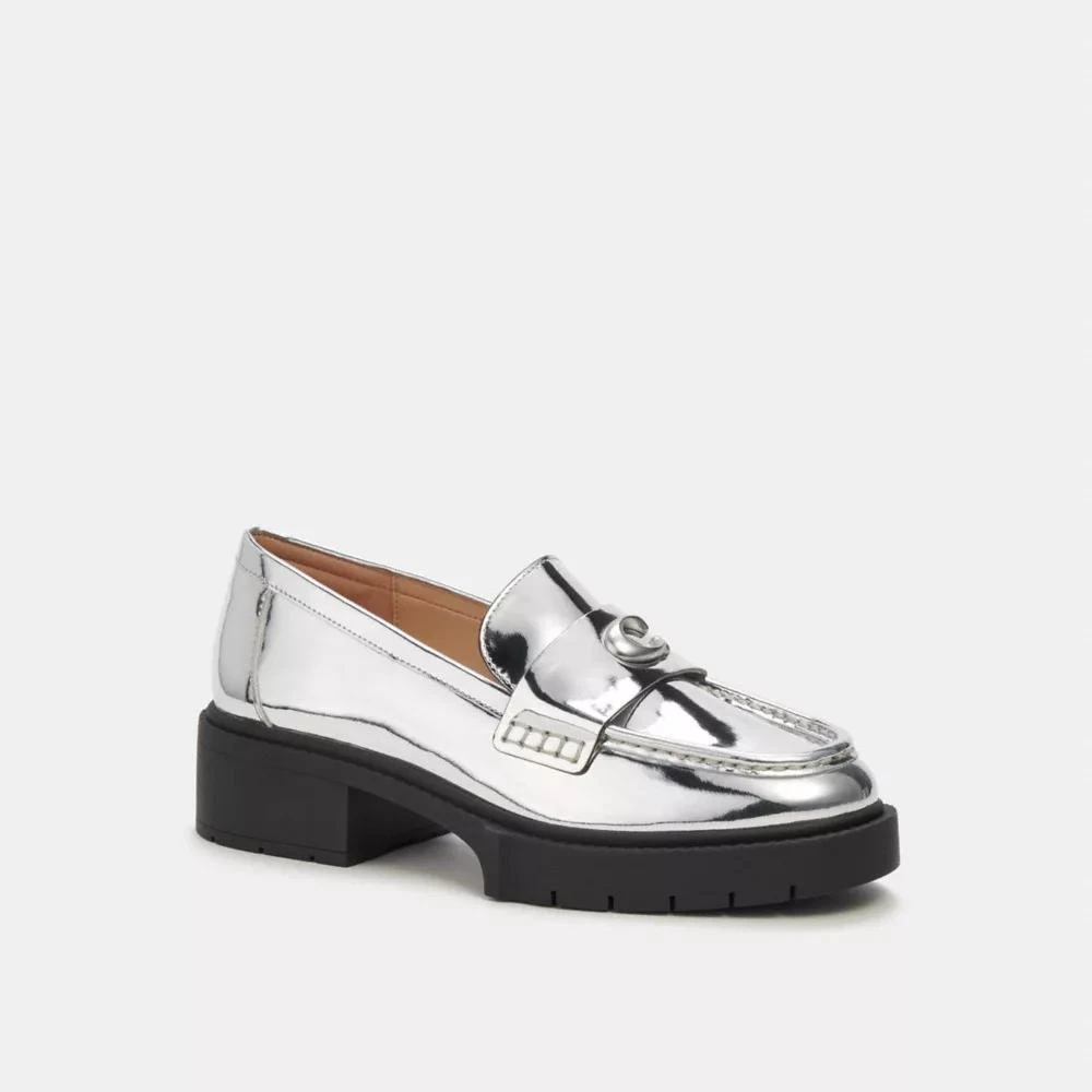 Coach Leah Loafer In Silver Metallic 2