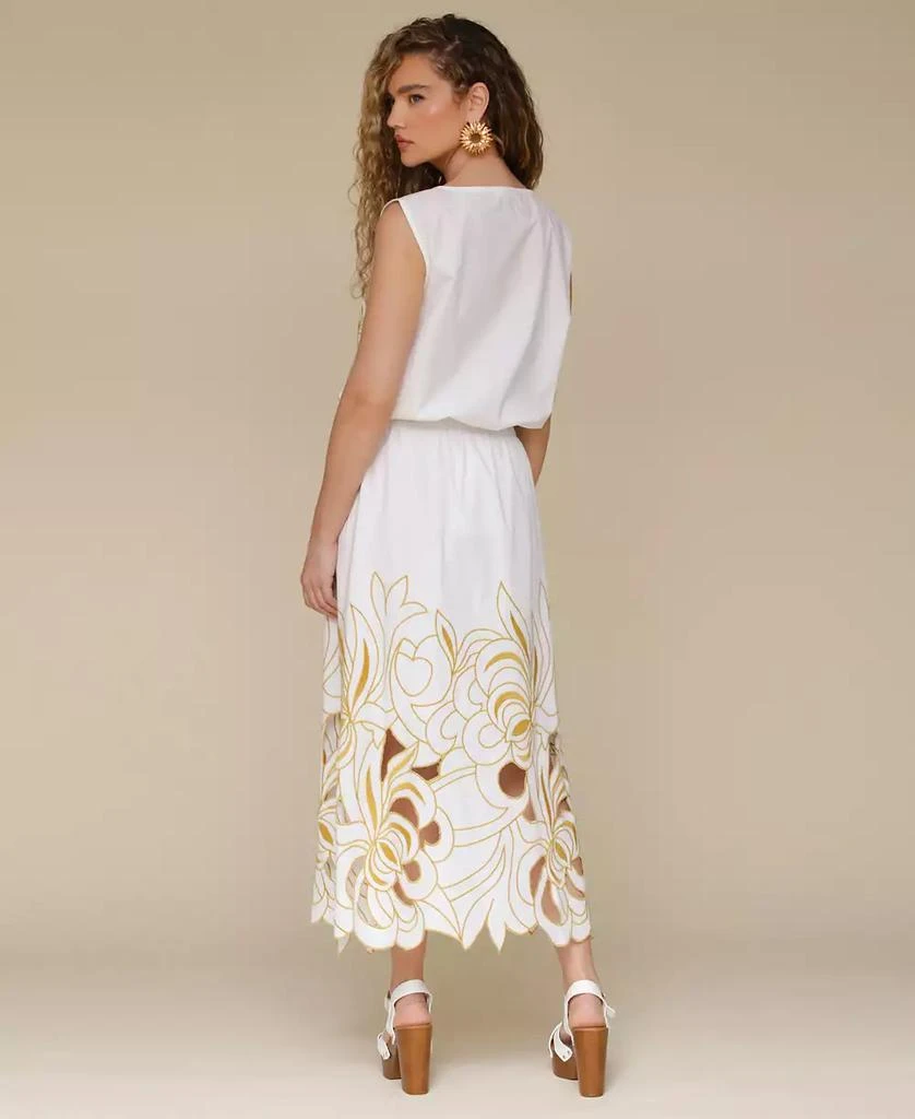 Avec Les Filles Women
s Sleeveless Embroidered Drawstring-Hem Top 8