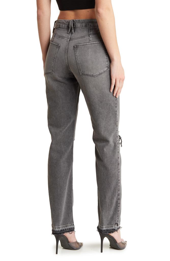Good American Good Icon Ripped High Waist Straight Leg Jeans