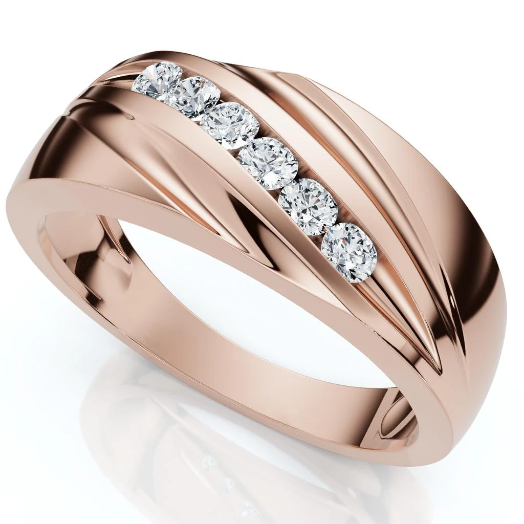 Pompeii3 Men
s 1/4Ct Wave Diamond Wedding Ring Gold or Platinum Lab Grown Size: 11.5