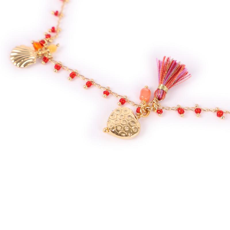 GAS Bijoux Gipsy charms and tassels golden necklace