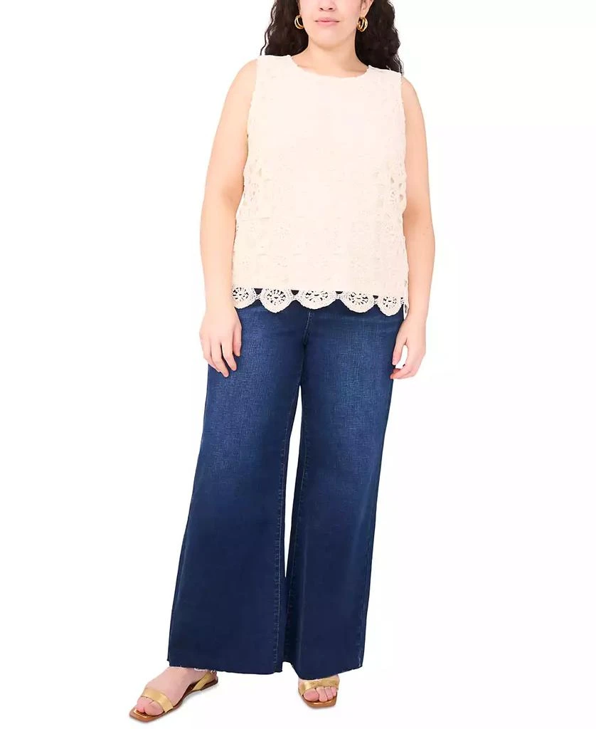 Vince Camuto Plus Size Crochet-Front Scalloped-Hem Tank Top 1