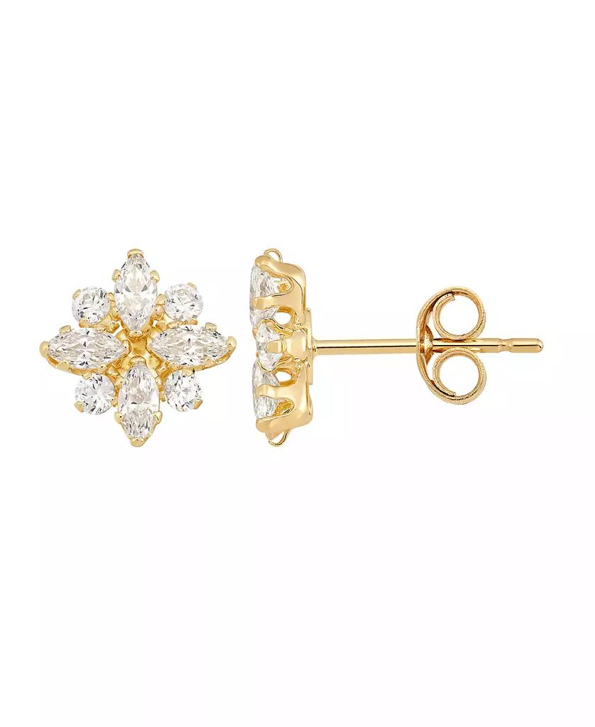 Macy's Cubic Zirconia Flower Cluster Stud Earrings in 14k Yellow Gold