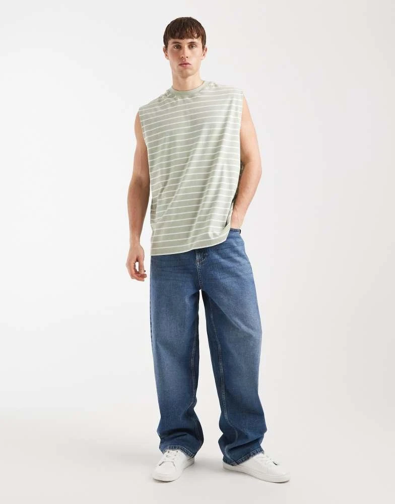 ASOS ASOS DESIGN oversized tank in green and white stripe 2
