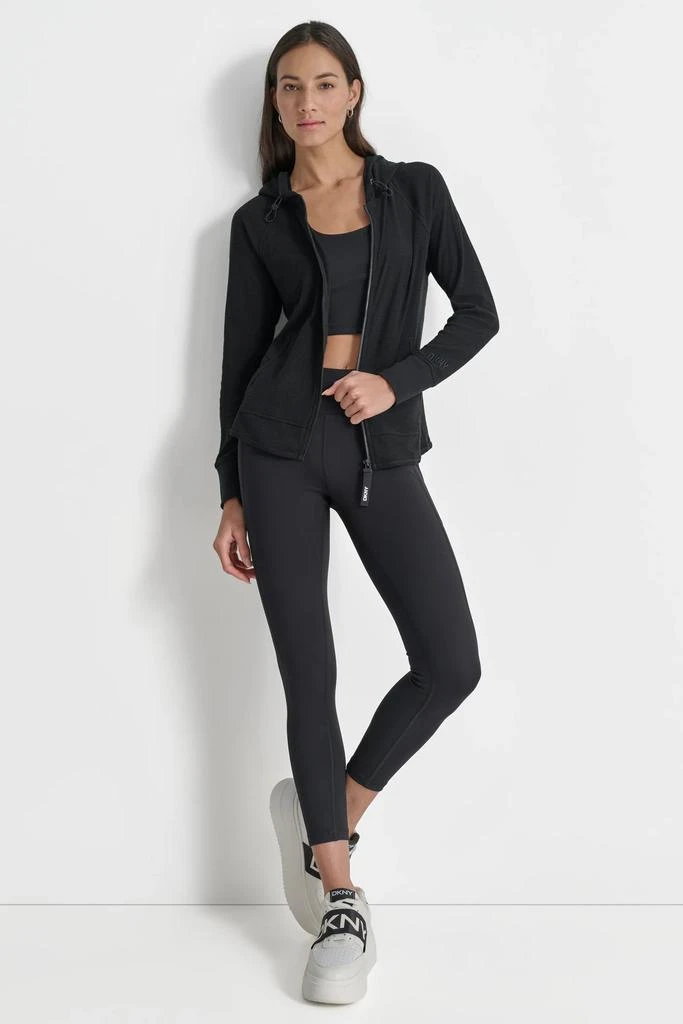 DKNY MINI SLUB WAFFLE FULL ZIP HOODIE 6