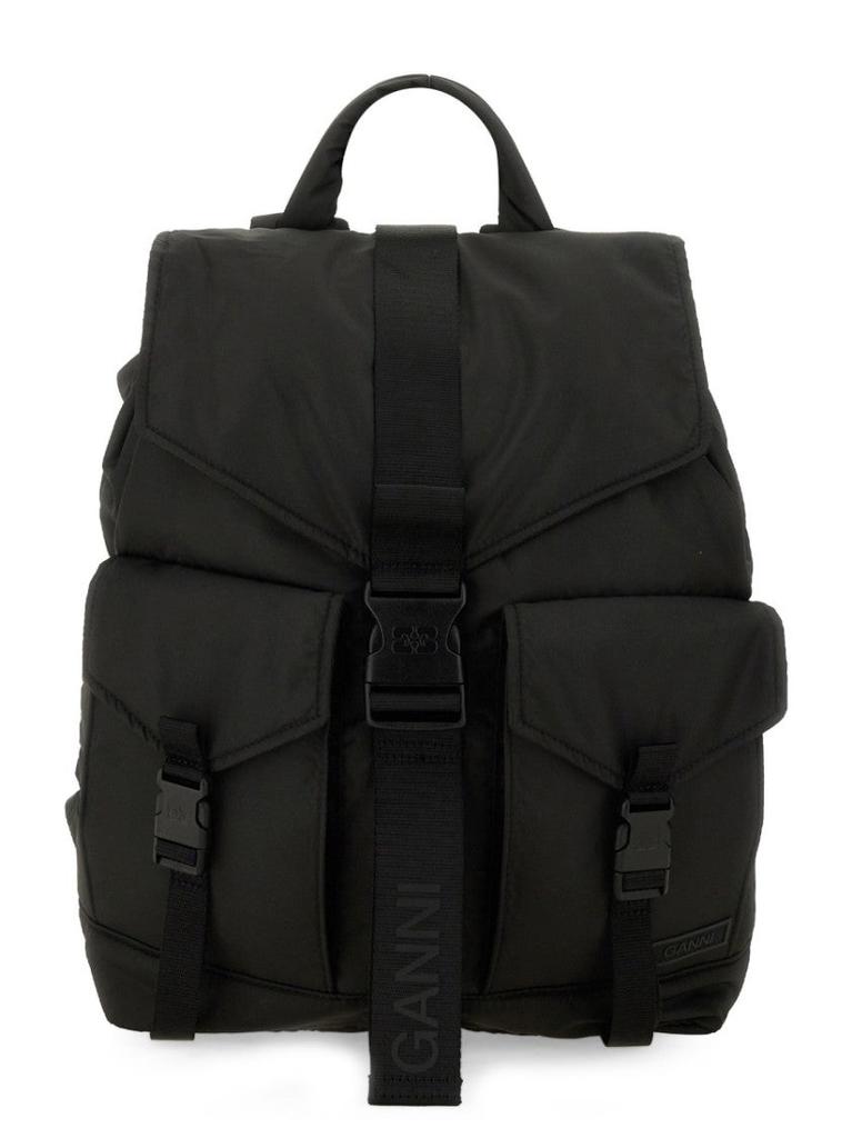 バックパック・リュック GANNI Women Backpacks A6528 099 Black Black Black Small Bucky Nylon Backpack | GANNI US