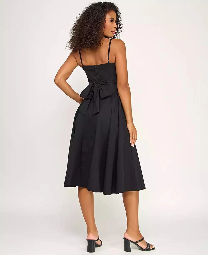 knee length dresses for ladies Chic Back Bow Tiered Midi Dress In English Blue