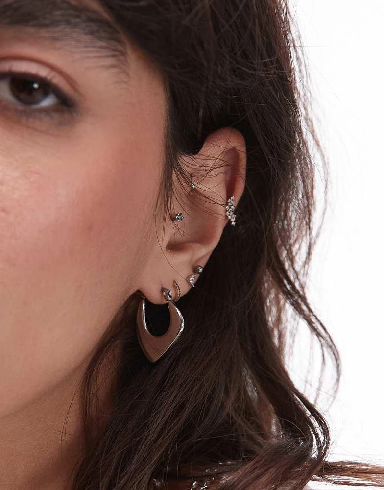 Topshop Topshop Sonia waterproof stainless steel hoop earrings in silver 1
