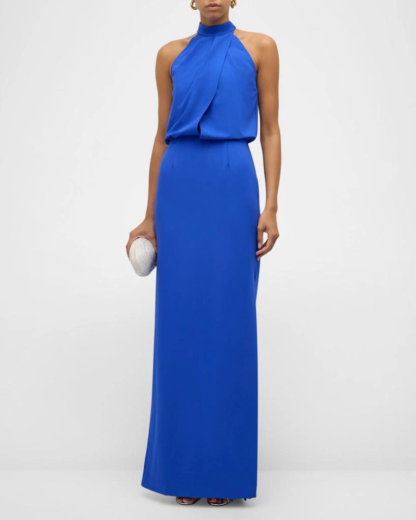 Black Halo Annabeth Draped Halter Column Gown 2
