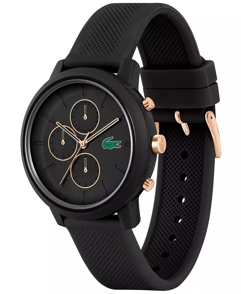 Lacoste Men's L 12.12. Chrono Black Silicone Strap Watch 43mm 2