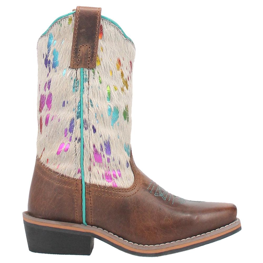 Dan Post Boots Rumi Cow Metallic Square Toe Cowboy Boots (Little Kid-Big Kid)