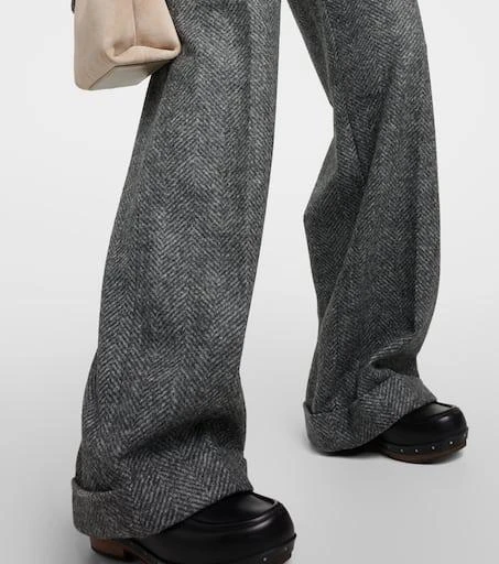 Brunello Cucinelli Herringbone wool-blend flared pants 5