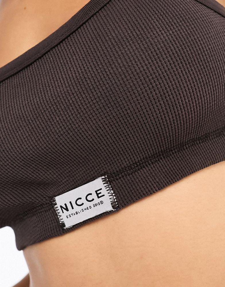 NICCE Nicce kira co-ord waffle crop tank top in charcoal grey