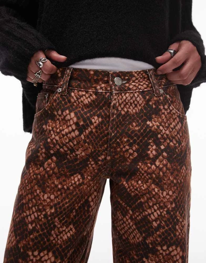 Topshop Topshop Ember low rise straight leg jean in brown snake print 5