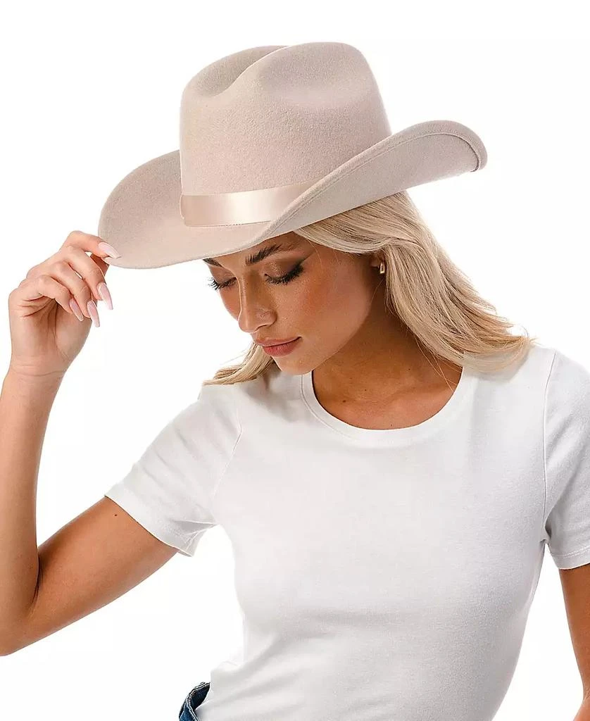 MARCUS ADLER Women's Short-Brim Cowboy Hat with Satin Trim 2