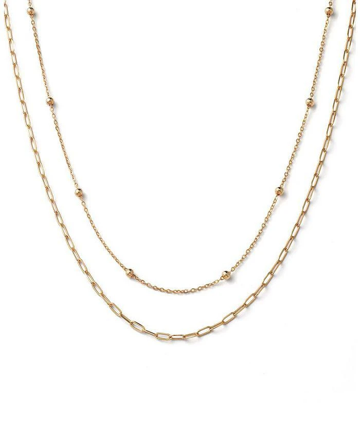 Ana Luisa 10K Gold Paperclip and Satelitte Necklace 1