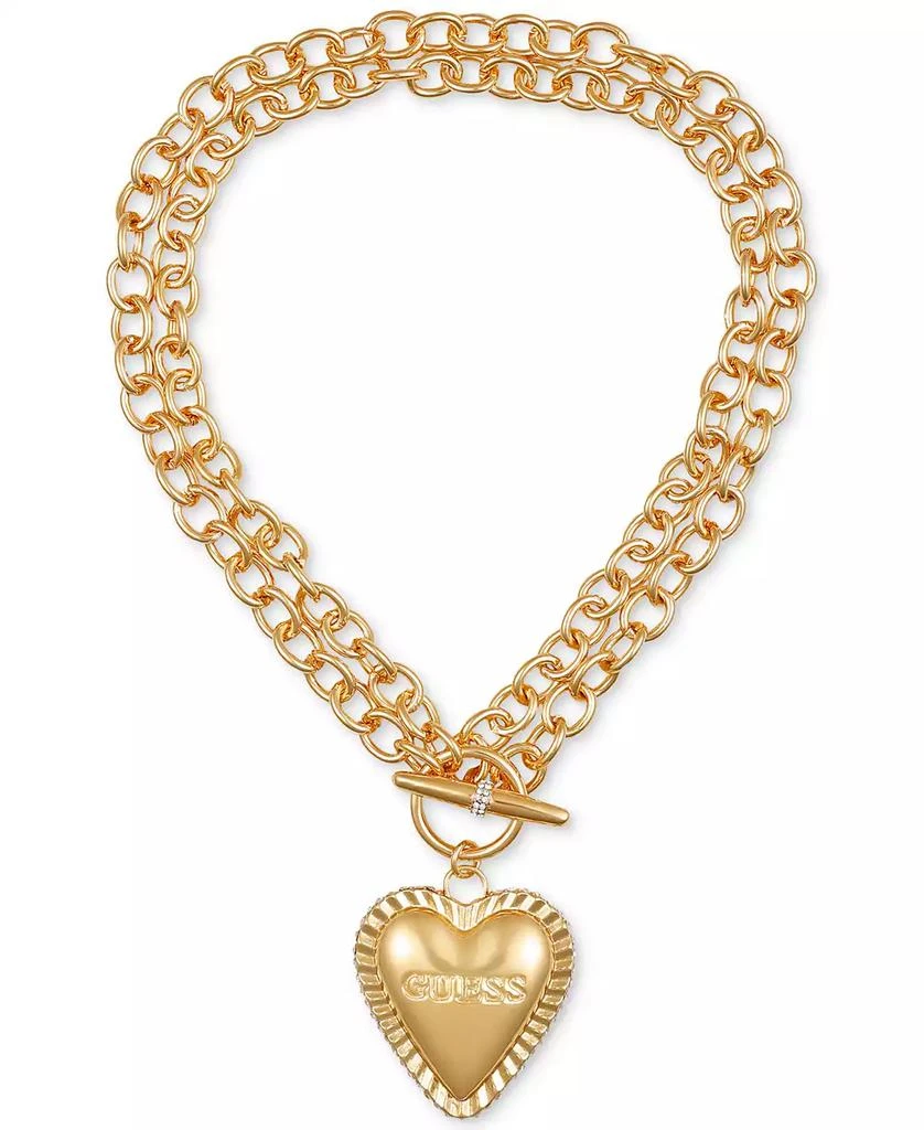 GUESS Gold-Tone Heart Double Chain 18" Pendant Necklace 3