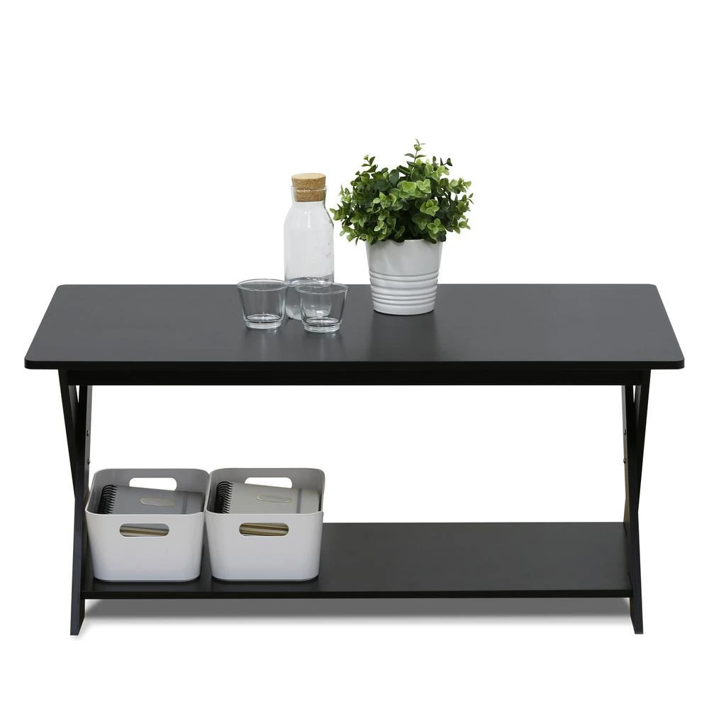 Furinno Modern Simplistic Criss-Crossed Coffee Table, Espresso 3
