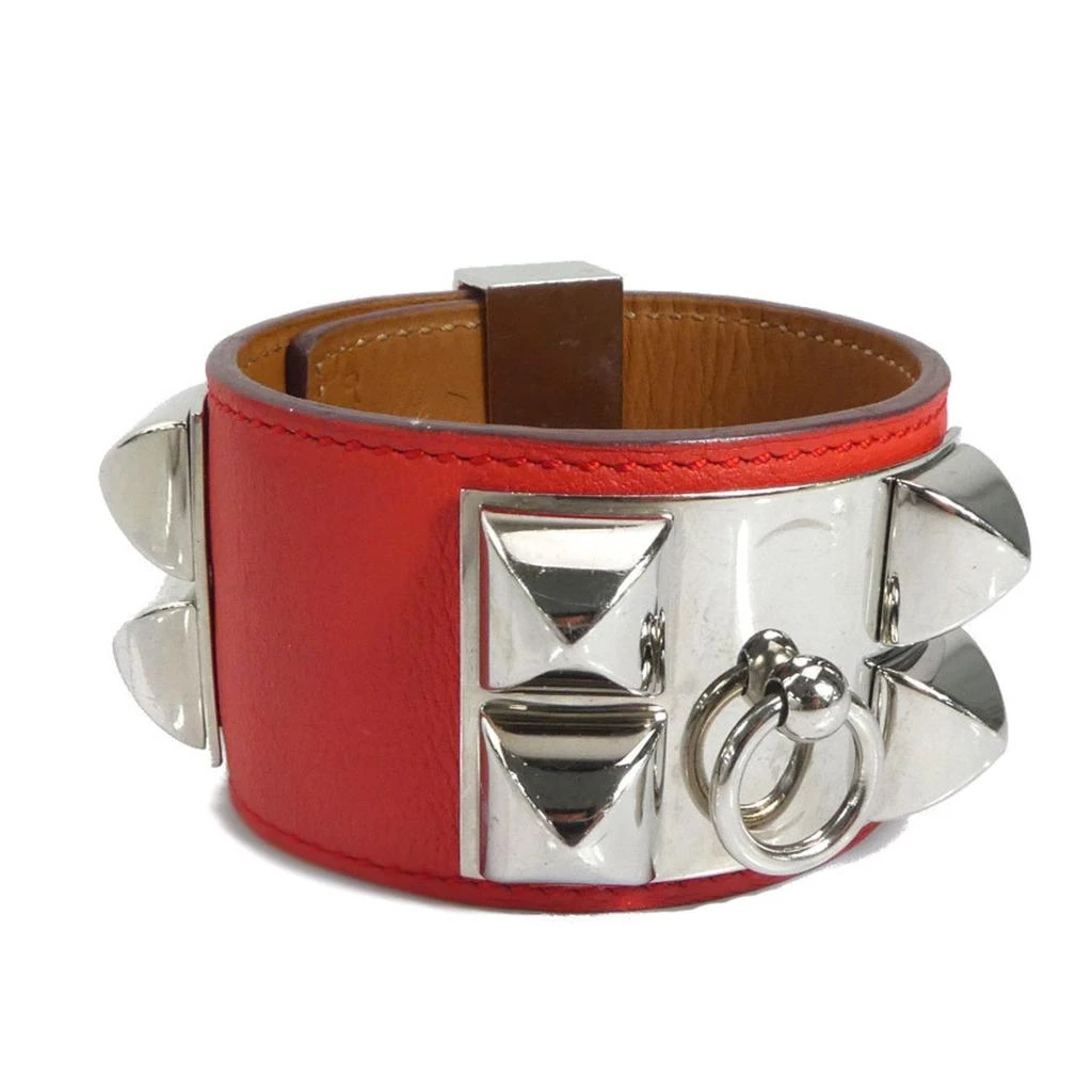 Hermes pink   Leather Metal Charm Bracelet (Pre-Owned) 1